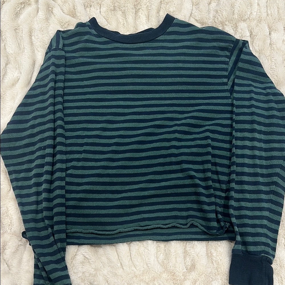 Striped Green and Black Long Sleeve Top